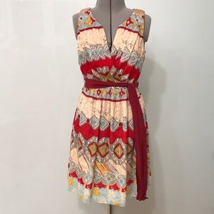 Christopher Deane pleated geometric printed dress